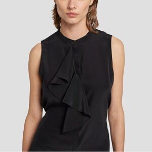 New 7 For All Mankind Black Sleeveless Rufflefront Shell Top XS
